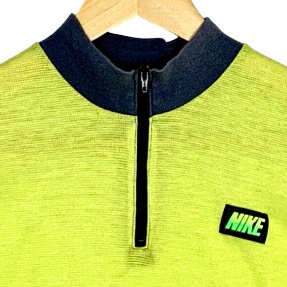 Vintage Nike Men Gradient Cycling Jersey 1/4 Zip Shirt Green/Yellow Short Sleeve - Picture 3 of 8